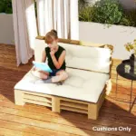 Outsunny 2 Seater Pallet Cushions Outdoor 3.9" Thick Replacement Cushions - Tufted Design for Garden, Patio, Cream White - Image 7