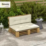 Outsunny 2 Seater Pallet Cushions Outdoor 3.9" Thick Replacement Cushions - Tufted Design for Garden, Patio, Cream White - Image 10
