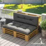 Outsunny 2 Seater Pallet Cushions Outdoor 3.9" Thick Replacement Cushions - Tufted Design for Garden, Patio, Dark Gray - Image 2