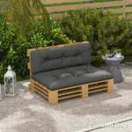 Outsunny 2 Seater Pallet Cushions Outdoor 3.9" Thick Replacement Cushions - Tufted Design for Garden, Patio, Dark Gray - Image 10