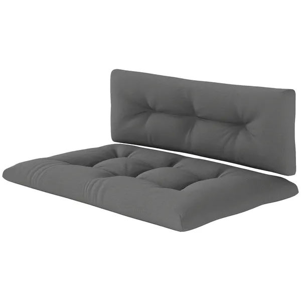 2-seater-pallet-cushions-outdoor-39-thick-replacement-cushions-tufted-design-for-garden-patio-dark-gray.webp Outsunny 2 Seater Pallet Cushions Outdoor 3.9" Thick Replacement Cushions - Tufted Design for Garden, Patio, Dark Gray - Image 1