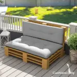 Outsunny 2 Seater Pallet Cushions Outdoor 3.9" Thick Replacement Cushions - Tufted Design for Garden, Patio, Light Gray - Image 2