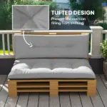 Outsunny 2 Seater Pallet Cushions Outdoor 3.9" Thick Replacement Cushions - Tufted Design for Garden, Patio, Light Gray - Image 6