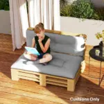 Outsunny 2 Seater Pallet Cushions Outdoor 3.9" Thick Replacement Cushions - Tufted Design for Garden, Patio, Light Gray - Image 7