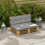 Outsunny 2 Seater Pallet Cushions Outdoor 3.9" Thick Replacement Cushions - Tufted Design for Garden, Patio, Light Gray - Image 10