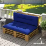 Outsunny 2 Seater Pallet Cushions Outdoor 3.9 Inch Thick Replacement Cushions - Tufted Design for Garden, Patio, Navy Blue - Image 2