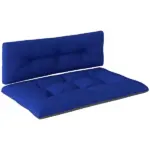 Outsunny 2 Seater Pallet Cushions Outdoor 3.9 Inch Thick Replacement Cushions - Tufted Design for Garden, Patio, Navy Blue