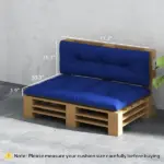 Outsunny 2 Seater Pallet Cushions Outdoor 3.9 Inch Thick Replacement Cushions - Tufted Design for Garden, Patio, Navy Blue - Image 3