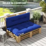 Outsunny 2 Seater Pallet Cushions Outdoor 3.9 Inch Thick Replacement Cushions - Tufted Design for Garden, Patio, Navy Blue - Image 4