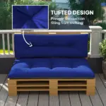 Outsunny 2 Seater Pallet Cushions Outdoor 3.9 Inch Thick Replacement Cushions - Tufted Design for Garden, Patio, Navy Blue - Image 6
