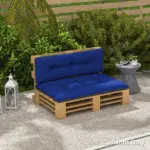 Outsunny 2 Seater Pallet Cushions Outdoor 3.9 Inch Thick Replacement Cushions - Tufted Design for Garden, Patio, Navy Blue - Image 10