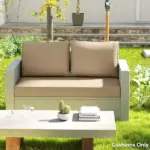 3 Piece Outdoor Loveseat Cushion Set with Removable Covers, Beige - Image 2