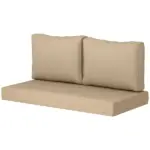 3 Piece Outdoor Loveseat Cushion Set with Removable Covers, Beige
