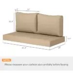 3 Piece Outdoor Loveseat Cushion Set with Removable Covers, Beige - Image 3