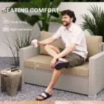 3 Piece Outdoor Loveseat Cushion Set with Removable Covers, Beige - Image 4