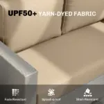 3 Piece Outdoor Loveseat Cushion Set with Removable Covers, Beige - Image 5