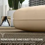 3 Piece Outdoor Loveseat Cushion Set with Removable Covers, Beige - Image 6