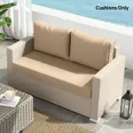 3 Piece Outdoor Loveseat Cushion Set with Removable Covers, Beige - Image 7