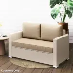 3 Piece Outdoor Loveseat Cushion Set with Removable Covers, Beige - Image 10