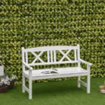 Outsunny 2-Seater Wooden Garden Bench, 4FT Outdoor Patio Loveseat with Unique X-Shape Back for Yard, Lawn, Porch, White - Image 2