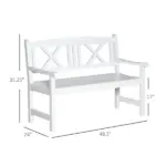 Outsunny 2-Seater Wooden Garden Bench, 4FT Outdoor Patio Loveseat with Unique X-Shape Back for Yard, Lawn, Porch, White - Image 3