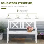 Outsunny 2-Seater Wooden Garden Bench, 4FT Outdoor Patio Loveseat with Unique X-Shape Back for Yard, Lawn, Porch, White - Image 6