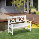 Outsunny 2-Seater Wooden Garden Bench, 4FT Outdoor Patio Loveseat with Unique X-Shape Back for Yard, Lawn, Porch, White - Image 7