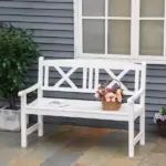 Outsunny 2-Seater Wooden Garden Bench, 4FT Outdoor Patio Loveseat with Unique X-Shape Back for Yard, Lawn, Porch, White - Image 10