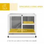 2-Story Bunny Hutch Indoor, Wooden Guinea Pig Cage with Tray, Casters, Lockable Doors, Ramp Gray - Image 4