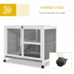 2-Story Bunny Hutch Indoor, Wooden Guinea Pig Cage with Tray, Casters, Lockable Doors, Ramp Gray - Image 6