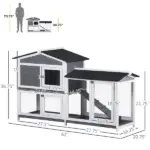 2-Story Rabbit Hutch Wooden Bunny Cage with Ramp Weatherproof Roof Gray - Image 3