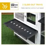 2-Story Rabbit Hutch Wooden Bunny Cage with Ramp Weatherproof Roof Gray - Image 6