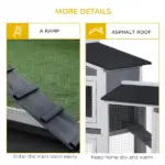 2-Story Rabbit Hutch Wooden Bunny Cage with Ramp Weatherproof Roof Gray - Image 7