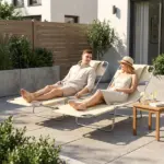 2 Tanning Chairs with Face Hole, 5-Level Adjustable Outdoor Chaise Lounge Chair with Pillow for Beach, Pool, Beige - Image 8