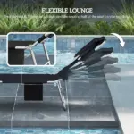 2 Tanning Chairs with Face Hole, 5-Level Adjustable Outdoor Chaise Lounge Chair with Pillow for Beach, Pool, Black - Image 4