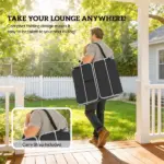 2 Tanning Chairs with Face Hole, 5-Level Adjustable Outdoor Chaise Lounge Chair with Pillow for Beach, Pool, Black - Image 7