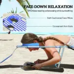 2 Tanning Chairs with Face Hole, 5-Level Adjustable Outdoor Chaise Lounge Chair with Pillow for Beach, Pool, Blue Stripe - Image 5
