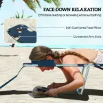 Outsunny 2 Tanning Chairs with Face Hole, 5-Level Adjustable Outdoor Chaise Lounge Chair with Pillow for Beach, Pool, Dark Blue - Image 5