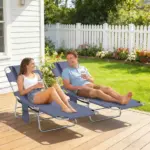 Outsunny 2 Tanning Chairs with Face Hole, 5-Level Adjustable Outdoor Chaise Lounge Chair with Pillow for Beach, Pool, Gray - Image 2