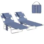 Outsunny 2 Tanning Chairs with Face Hole, 5-Level Adjustable Outdoor Chaise Lounge Chair with Pillow for Beach, Pool, Gray - Image 11