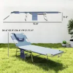Outsunny 2 Tanning Chairs with Face Hole, 5-Level Adjustable Outdoor Chaise Lounge Chair with Pillow for Beach, Pool, Gray - Image 3