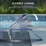 Outsunny 2 Tanning Chairs with Face Hole, 5-Level Adjustable Outdoor Chaise Lounge Chair with Pillow for Beach, Pool, Gray - Image 4