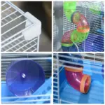 PawHut 2-Tier Hamster Cage Gerbil House with Portable Carry Handles, Anti-Pinning, Plastic Tray, Water Bottle, Food Dishes, Blue - Image 8