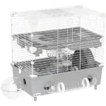 2-Tier Hamster Cage with Sand Bathroom, Running Wheel, Water Bottle, Tubes, Accessories, for Dwarf Hamster, Gray - Image 12