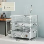 2-Tier Hamster Cage with Sand Bathroom, Running Wheel, Water Bottle, Tubes, Accessories, for Dwarf Hamster, Gray - Image 3