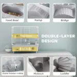 2-Tier Hamster Cage with Sand Bathroom, Running Wheel, Water Bottle, Tubes, Accessories, for Dwarf Hamster, Gray - Image 4