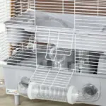 2-Tier Hamster Cage with Sand Bathroom, Running Wheel, Water Bottle, Tubes, Accessories, for Dwarf Hamster, Gray - Image 9