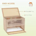2-Tier Hamster Habitat Openable Top Front Door Shelf Ladder Stable Fir Wood Frame Nature Wood - Image 5