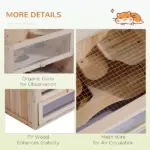 2-Tier Hamster Habitat Openable Top Front Door Shelf Ladder Stable Fir Wood Frame Nature Wood - Image 6