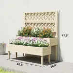 Outsunny 2-Tier Raised Garden Bed with Trellis, Elevated Planter Box for Climbing Plants, Natural - Image 3